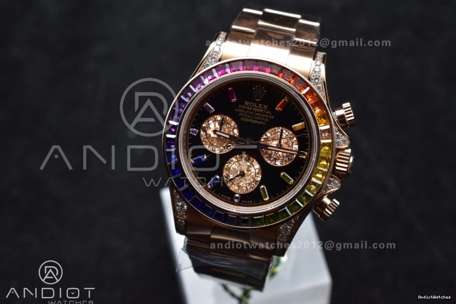 776 Bracelet Daytona Dial Best Edition ZF SH Black Diamonds 1:1 Durable on Rainbow 116595RBOW RG 0503